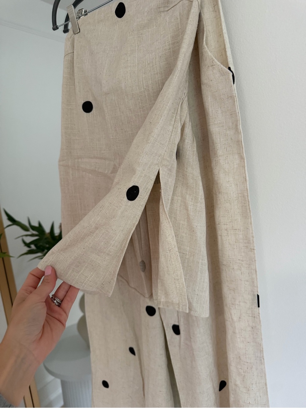 NWOT Showpo Beige Polka Dot Two-Piece Pant Set - Picture 7 of 8